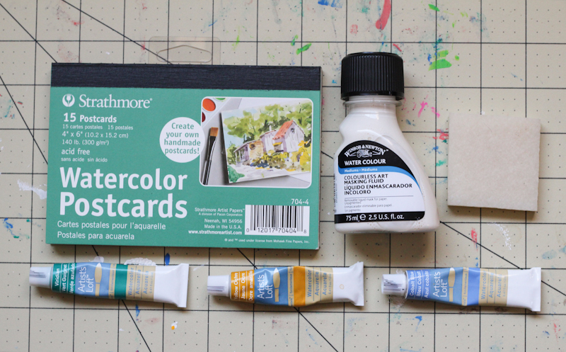 Masking Fluid + Watercolor Postcards | The Crafted Life