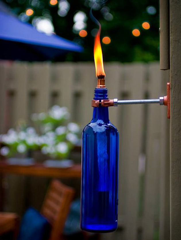 Recycled WIne Bottle Torch by Design Sponge