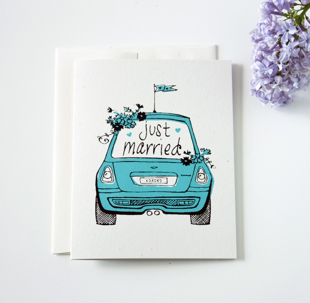 Just Married Mini Cooper Card-- Vitamini on Etsy