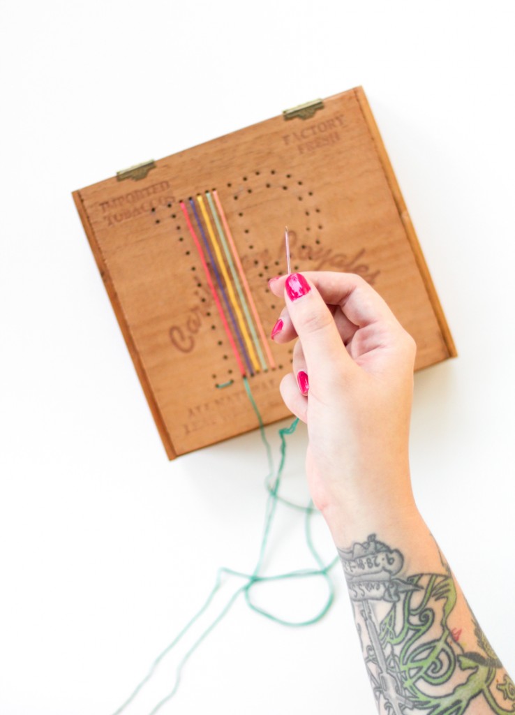 DIY Embroidered Cigar Box Sewing Box