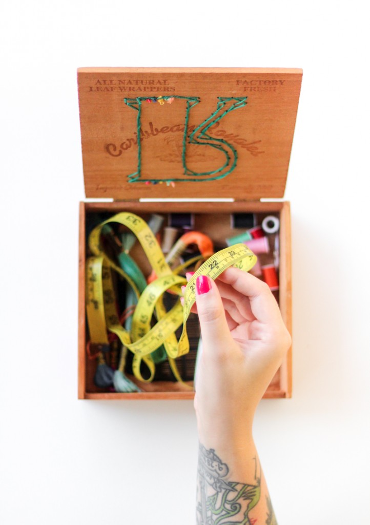 DIY Embroidered Cigar Box Sewing Box