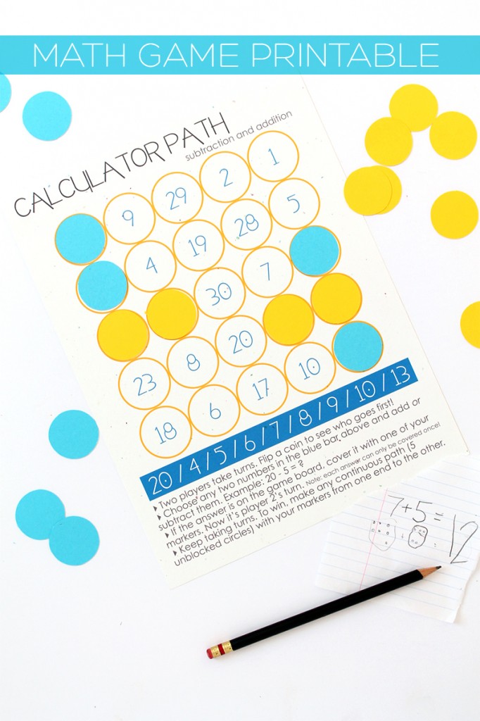 Free Math Game Printable by Squirrelly Minds