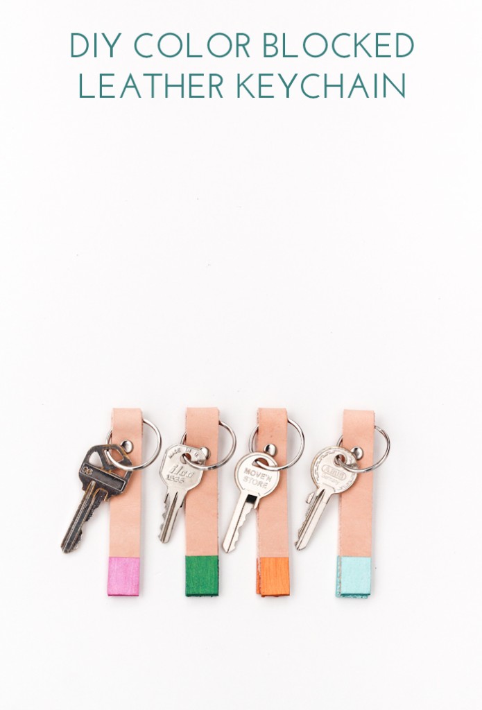DIY Color Blocked Leather  Keychain