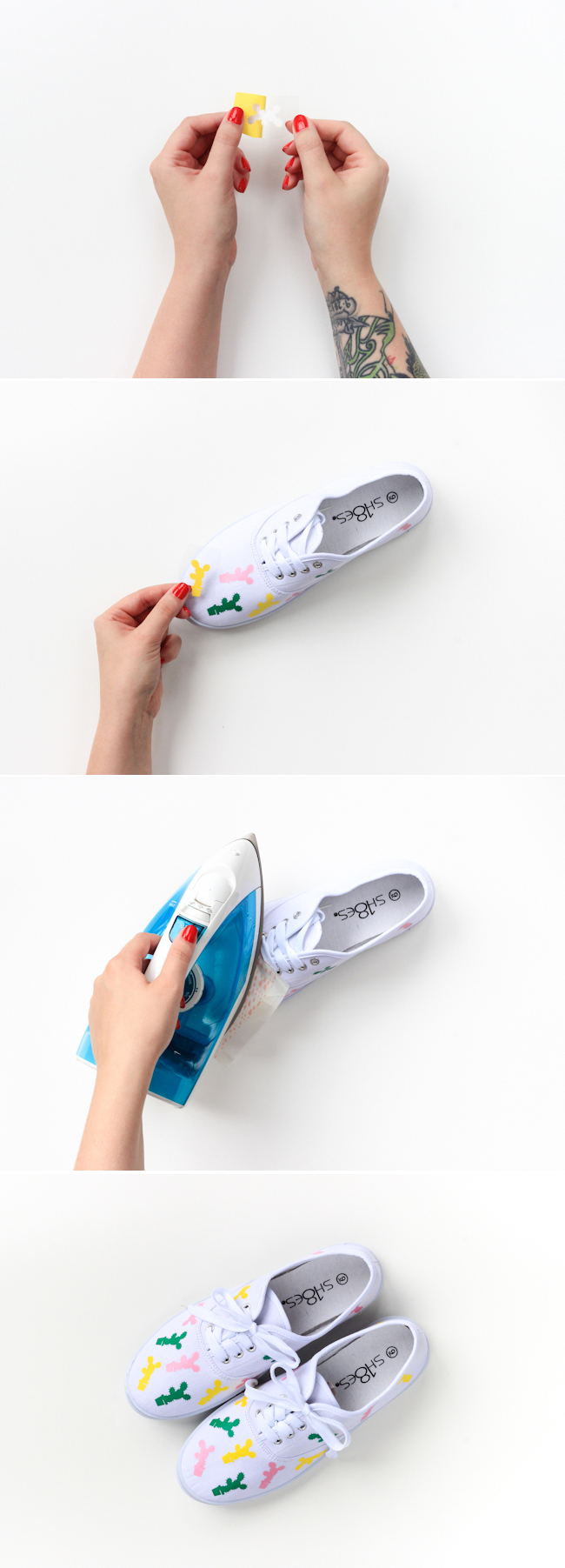 An easy peasy tutorial for how to make these DIY Iron-On Cactus Shoes in less than an hour! 