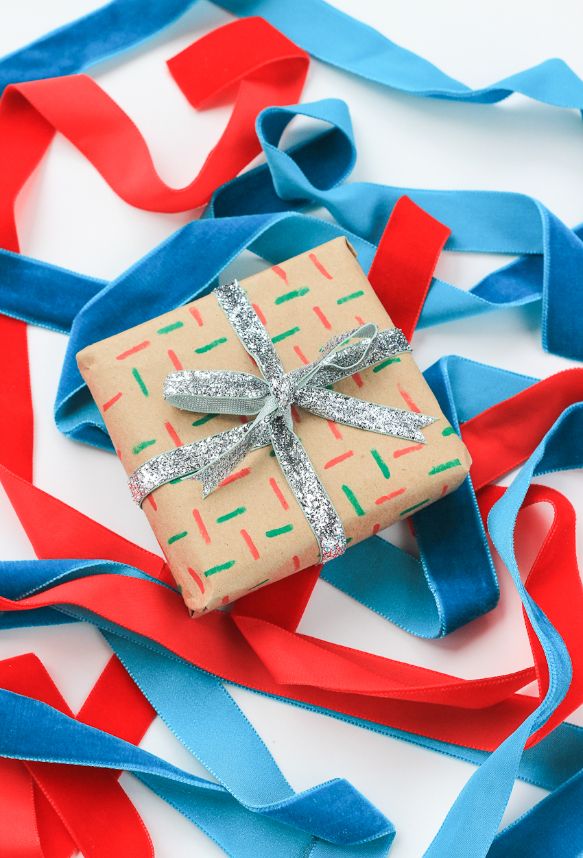 Just like that, you can turn a paper bag into handmade gift wrap. Happy holidays and happy wrapping!