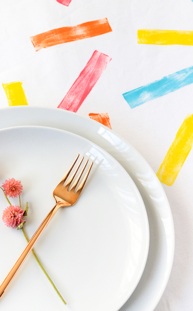 DIY Confetti Stamped Tablecloth