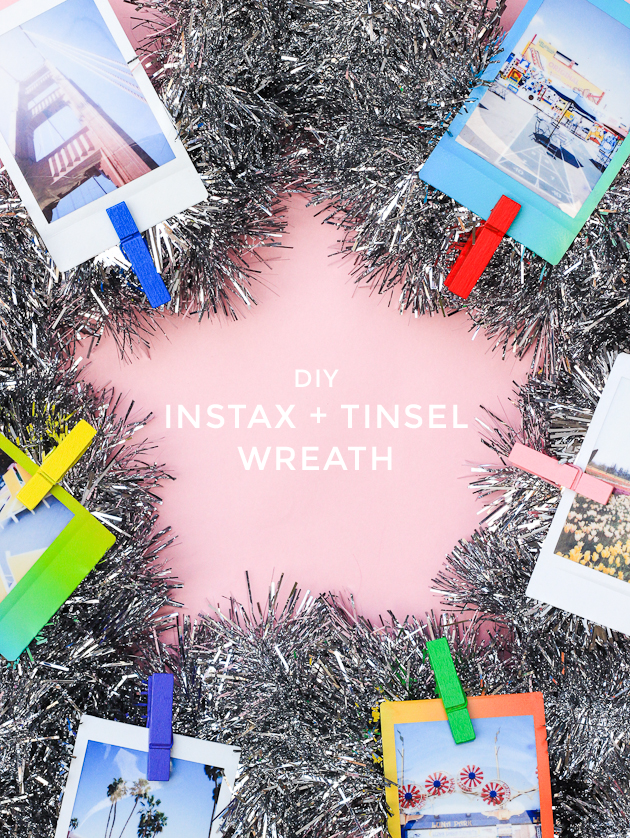 DIY Instax + Tinsel Wreath