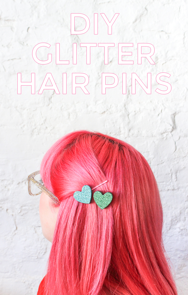 Add some flair to your hair with these DIY glitter hair pins! Click through for video tutorial.