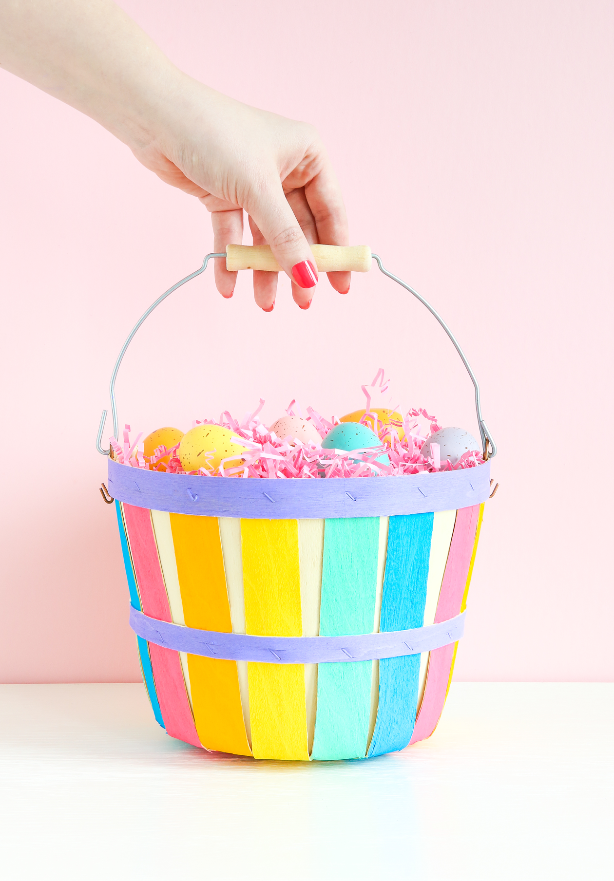 Add a colorful, handmade touch to your spring decor with this DIY Painted Easter Basket! Make your own custom Easter Basket with your kids or for yourself!