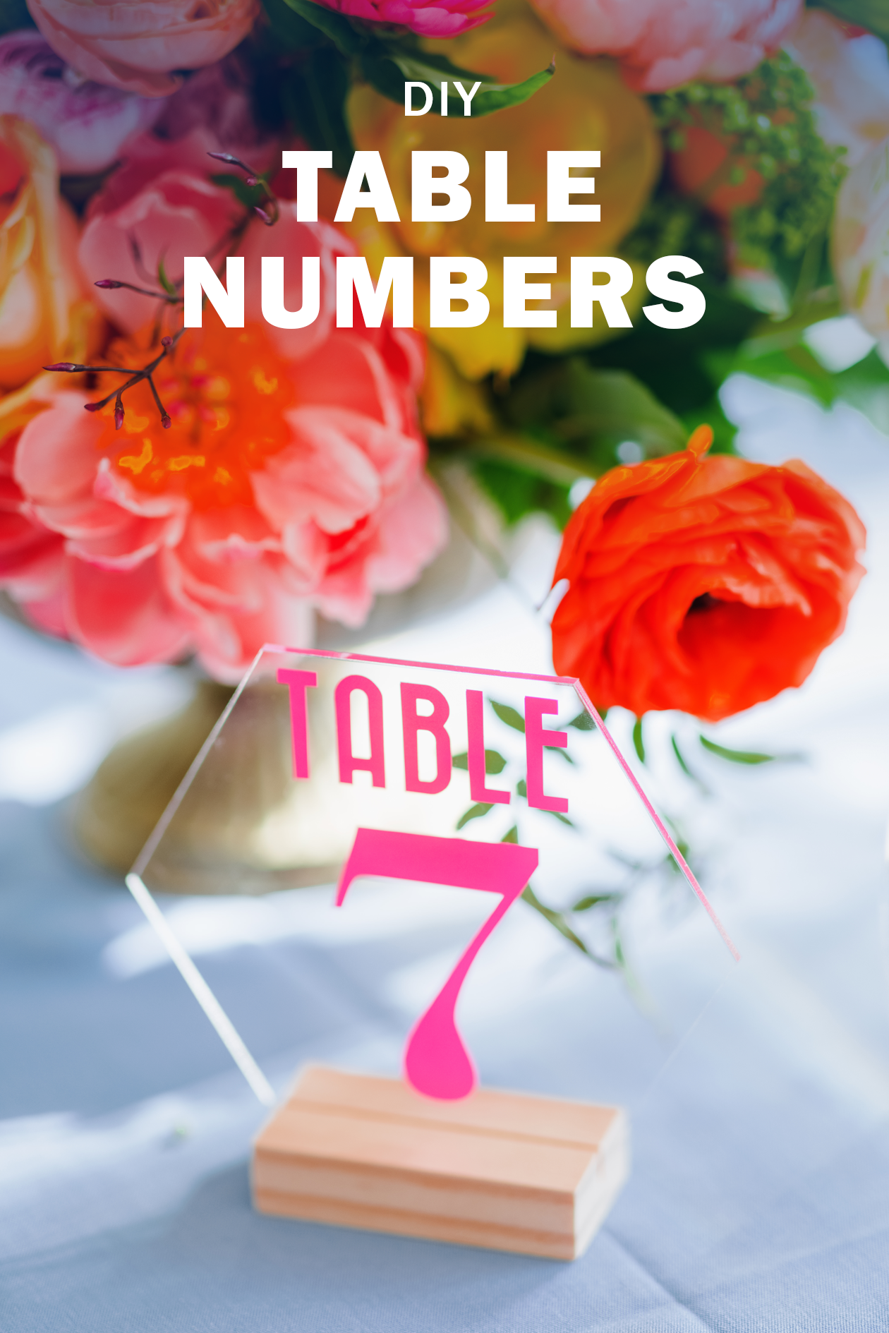 These DIY table numbers are a great way to add color to your wedding decor! With a little bit of vinyl, you can make table numbers that match your wedding invitations perfectly!