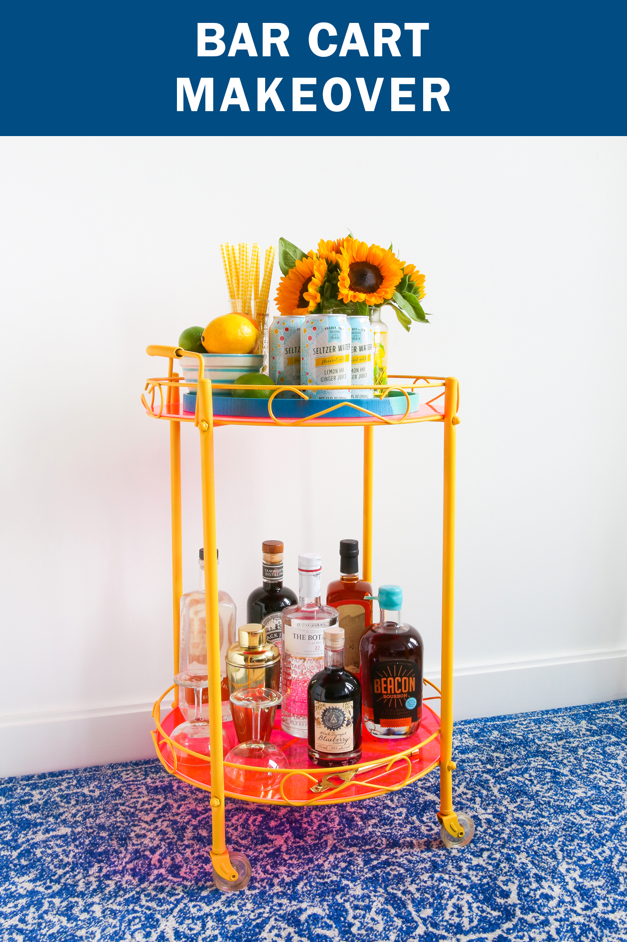 See how this piece found in the trash got a new life with this DIY Colorful Bar Cart Makeover!
