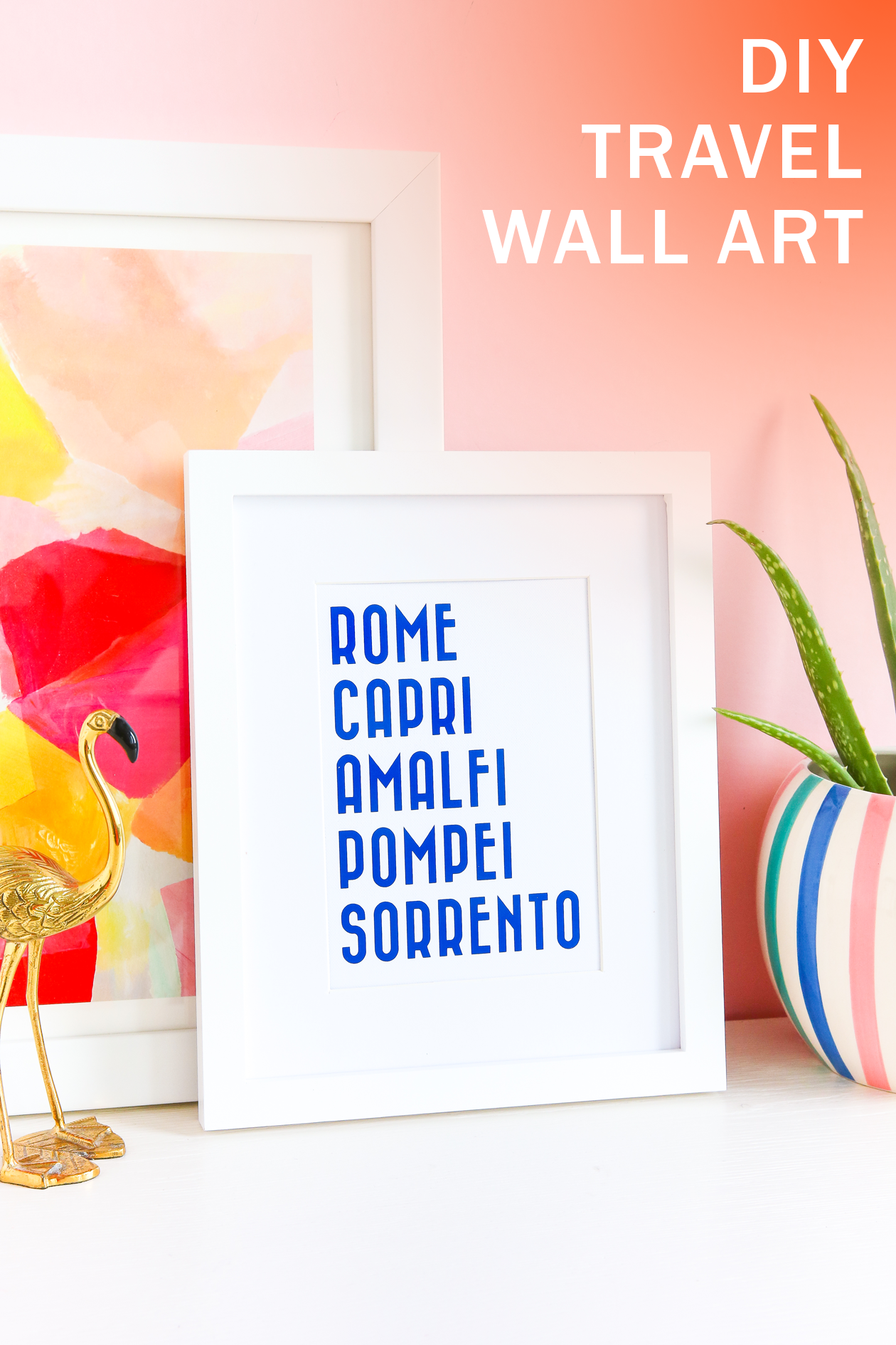 Make this DIY Travel Wall Art in a few minutes with your Cricut! This is great project to remember a special trip or your honeymoon. DIY Wall Art in just a few minutes!