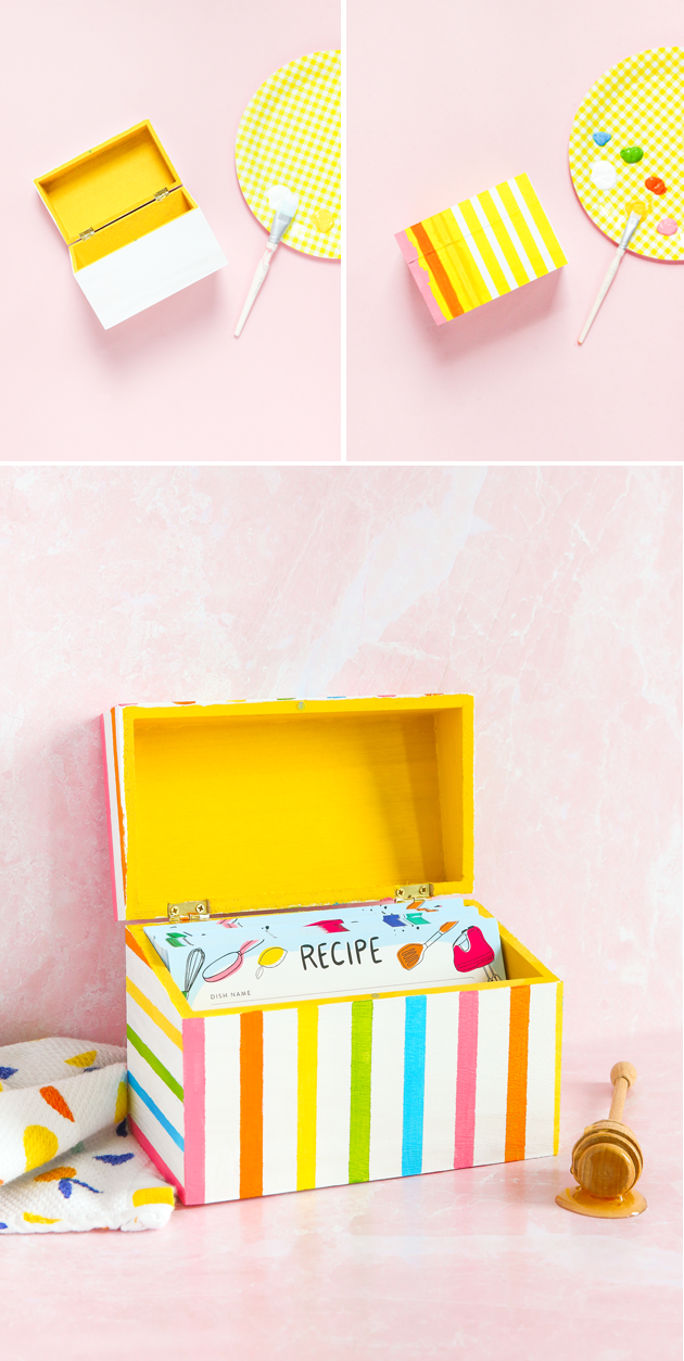 DIY Rainbow Recipe Card Box