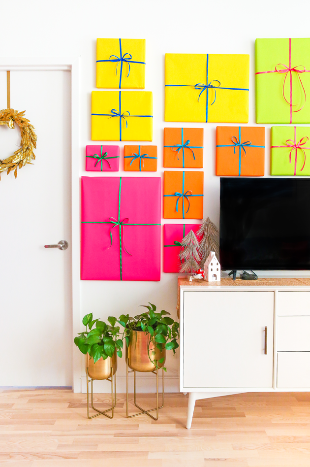 DIY Gift Wrapped Gallery Wall