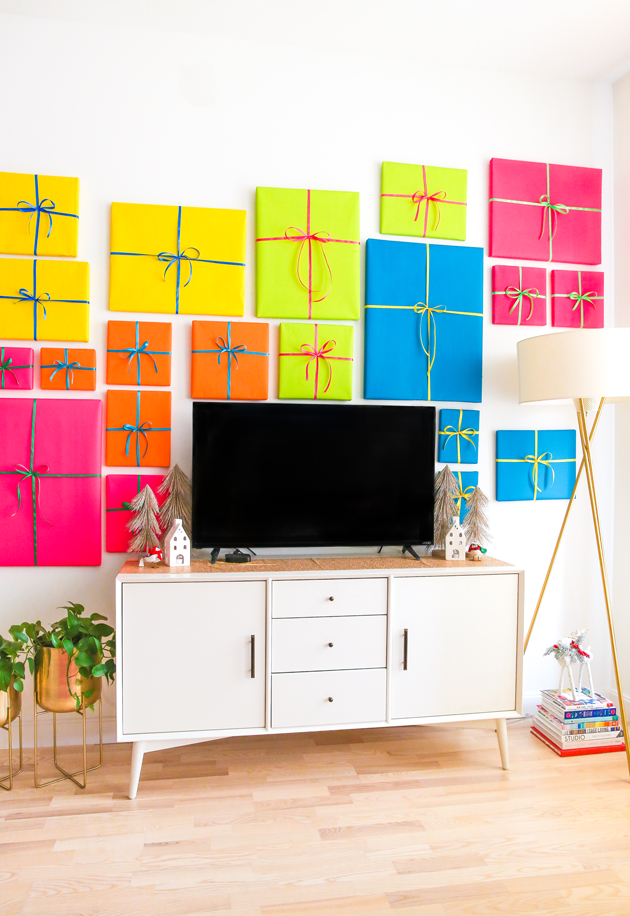DIY Gift Wrapped Gallery Wall