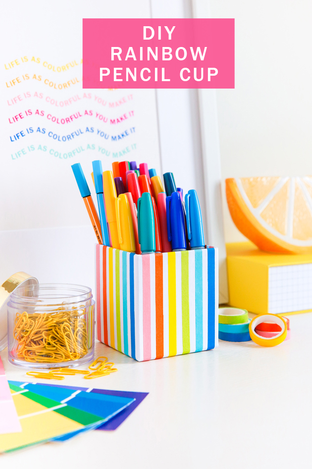 DIY Rainbow Pencil Cup
