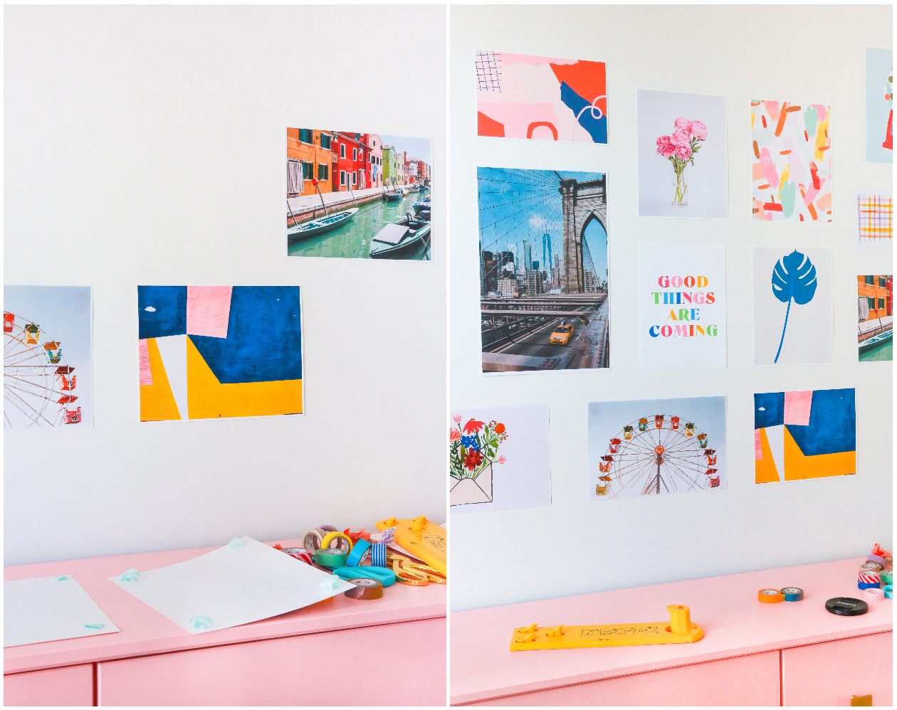 DIY Washi Tape Gallery Wall (made with Free Printable Art)