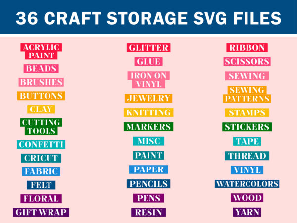 Craft Room Labels | SVG Organization Labels Download