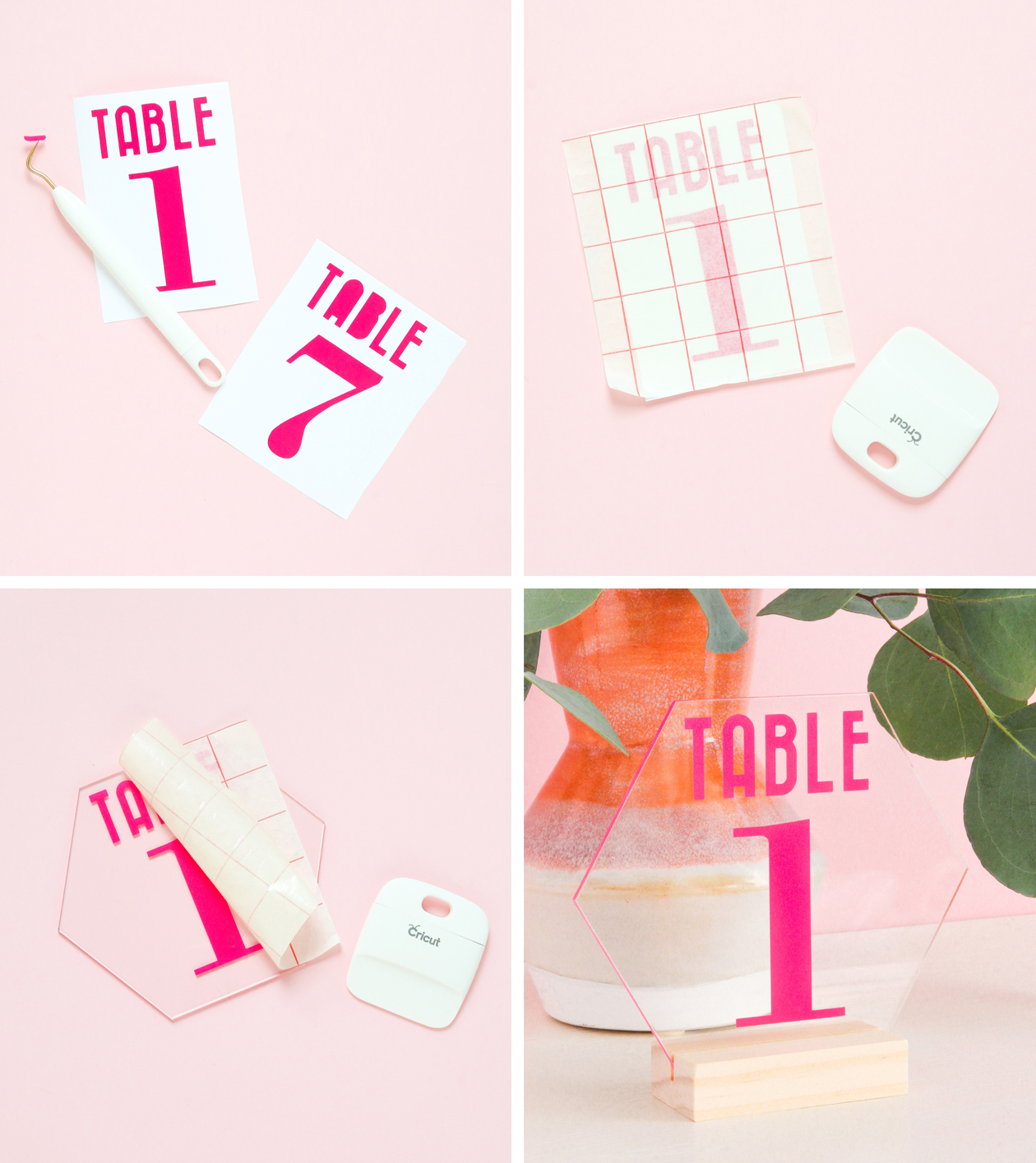 Learn how to make your own colorful wedding decor with this table number download! Grab the SVG file then start crafting your wedding decor today!