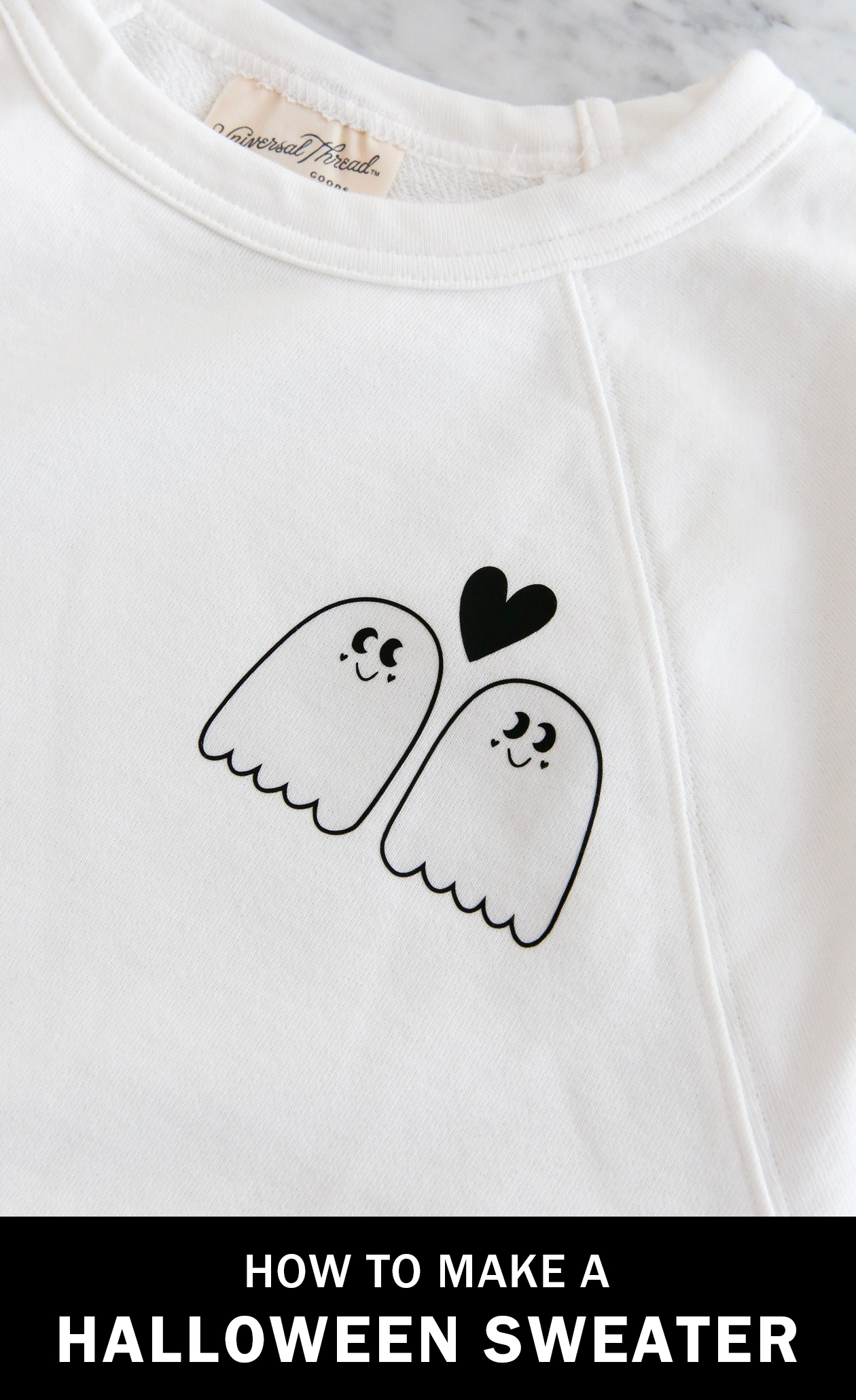 How to Make a Halloween Sweater with a cute ghost iron on vinyl decal!