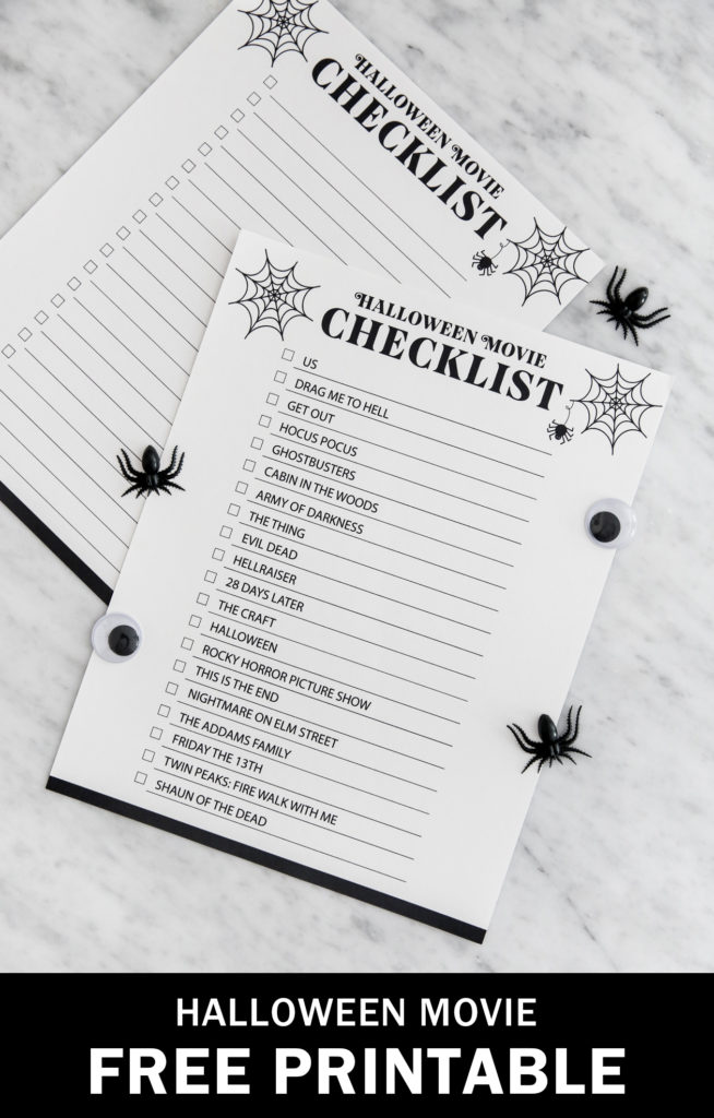 Watch all the spooky movies this fall with this Halloween Movie Checklist Printable! Just download and print at home for free!